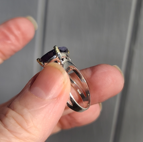 Lolite 6k large cushion cut sterling ring sz7.5 - Picture 6 of 6